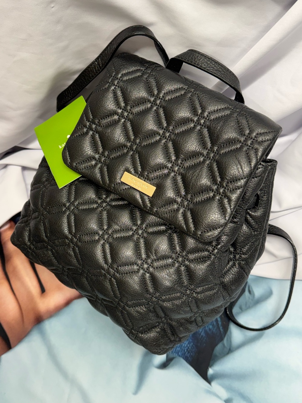 (new+tag) Kate Spade Quilted Black Leather Backpack Marley Astor Court
